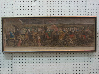After William Blake, a coloured print "Chaucer's Canterbury Pilgrims" 8 1/2" x 24"