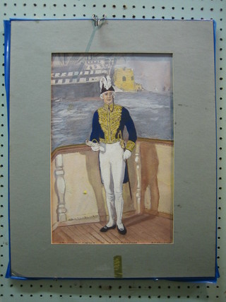 B P Kelleher, watercolour drawing "Sir Joseph Porter in HMS Pinafore" 12" x 10"
