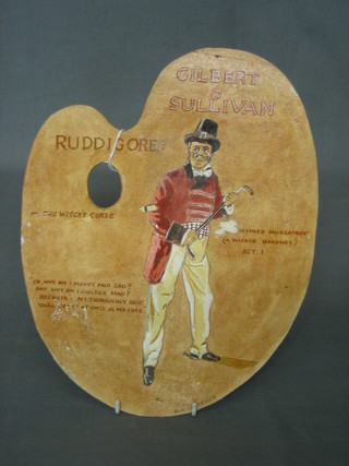 B P Kelleher, a painted artists palette for Ruddy Gore 12" oval