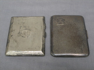 A silver cigarette case with engine turned decoration, Birmingham 1923 and 1 other 4 ozs