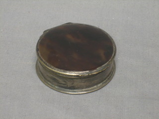 A circular box with tortoiseshell lid, 2"