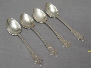4 Edwardian silver coffee spoons Birmingham 1908, 1 ozs