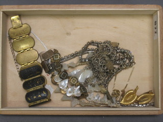 A pair of silver cufflinks and a collection of costume jewellery