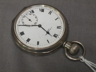 A silver open faced pocket watch by Benson