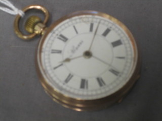 A gentleman's pocket stop watch contained in a 9ct gold open case, (chip to dial), dial marked number 21894