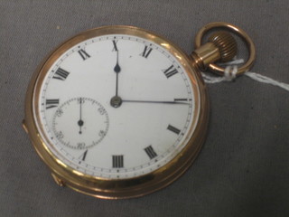 A gentleman's open faced pocket watch by The British Watch Company, contained in a 9ct gold case