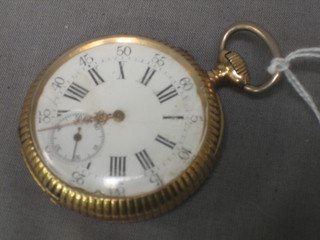 A gentleman's Continental open faced pocket watch contained in a gilt metal case