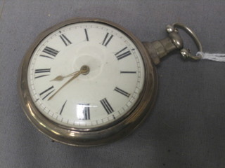 A gentleman's fusee pocket watch by William Jamison of Dublin, contained in a silver pair case (hinged f)