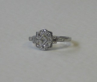 An 18ct white gold Art Deco style dress ring set diamonds approx. 0.45ct