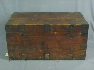A 19th Century camphor and iron bound trunk with hinged lid 39"