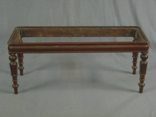 A  William IV rosewood rectangular mahogany stool, raised on turned and fluted supports 38"