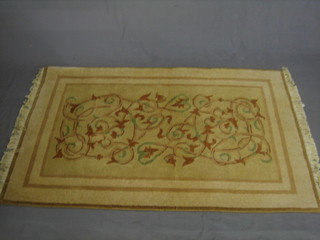 A contemporary Persian yellow ground rug with all-over geometric design 59" x 40"