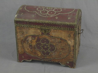 A Victorian dome shaped studded trunk 24"