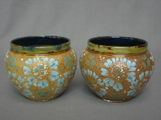 A pair of Royal Doulton salt glazed chassepot, the base marked Royal Doulton England and incised RH 4"