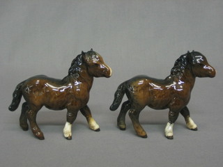 2 Beswick figures of Shetland Ponies 4" (1 with leg f and r)