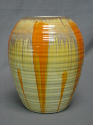 A Shelley yellow and orange glazed Art Pottery vase, the base impressed 982 7"  