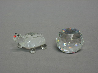 A Swarovski glass figure in the form of a tortoise 2" and a ditto sphere
