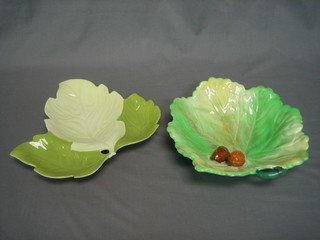 A Carltonware leaf shaped dish 10" (f) and 1 other Carltonware leaf shaped dish decorated nuts 9"