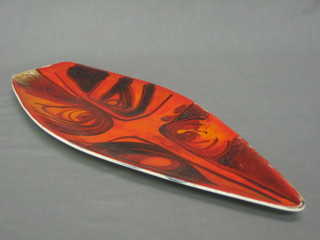A Poole Pottery Atomic orange spear head shaped dish 17"