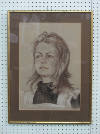 Barbara Leslie, gouache head and shoulders portrait "Sarah Norris" 17" x 12"