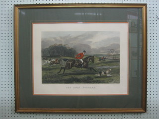 After T N H Walsh, a 19th Century coloured hunting print "Get Away Forrard" engraved by E G Hester, 11" x 17"