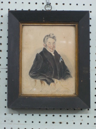 A Victorian watercolour portrait of "Sir John Morgan" the reverse with pencil inscription 7" x 6"