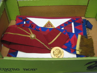 A quantity of various Masonic regalia comprising London Grand Rank apron and collar, a Royal Arch Principles apron, sash, collar and jewel