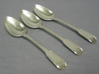 4 George III silver fiddle and thread pattern table spoons, London 1794, 7 ozs