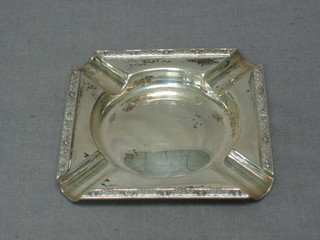 A square silver ashtray, Birmingham 1953 with Coronation hallmark