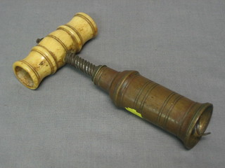 A 19th Century "Kings" pattern corkscrew with ivory handle