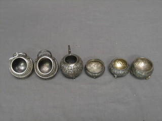 A pair of Eastern silver salts, do. mustard and 3 other Eastern silver salts