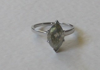 An 18ct white gold engagement/dress ring set a marquise cut diamond, approx 2.67ct
