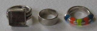 3 lady's heavy silver dress rings