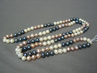 A rope of multi coloured fresh water pearls