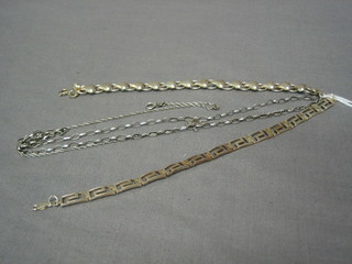 2 silver bracelets and 2 fine silver chains