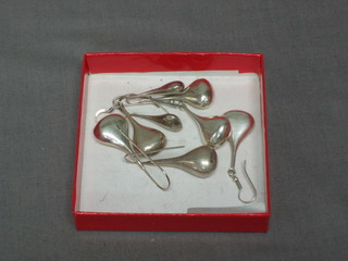4 pairs of silver drop earrings