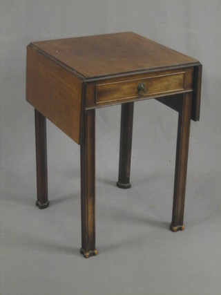 A handsome Chippendale mahogany drop flap supper table, fitted a frieze drawer and raised on square supports 18"