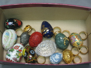 A collection of various decorative eggs