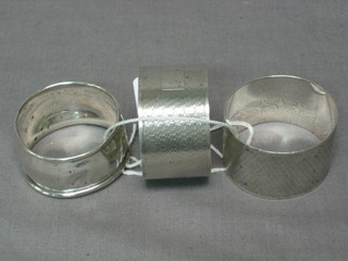 3 various silver napkin rings