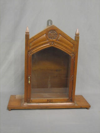 A carved oak and glazed Blessed Sacrament cabinet 21"