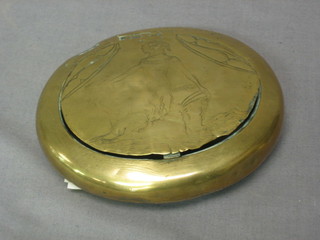 An 18th Century Continental oval engraved tobacco box with hinged lid (some dents) 4"