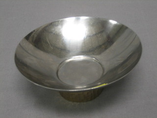 A 1960's Stuart Devin chromium plated and gilt metal pedestal bowl by Viners, 5"