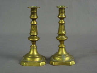 A pair of 18th/19th Century brass candlesticks 8"
