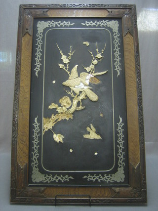 A rectangular lacquered panel decorated an eagle