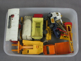 A Lesney model Showman's Engine, a Lesney model LCC Ambulance and a small collection of toy cars