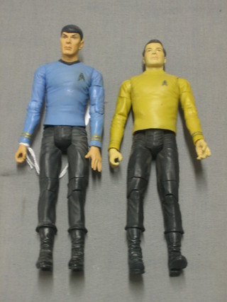 2 plastic Star Trek figures - Mr Spock and Captain Kirk, dated 2005