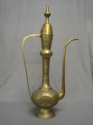 A large brass Benares style coffee pot 36"