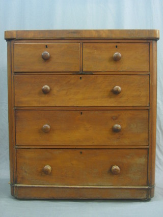 A Victorian mahogany bow front chest of 2 short and 3 long drawers with tore handles 38"