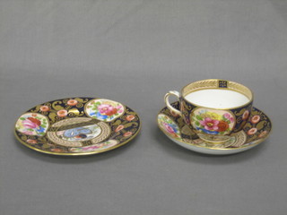 A Victorian Royal Crown Staffordshire cup, saucer and plate