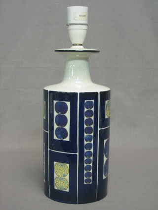 A 1960's cylindrical Copenhagen porcelain lamp marked Frog & Morup, 9 1/2"